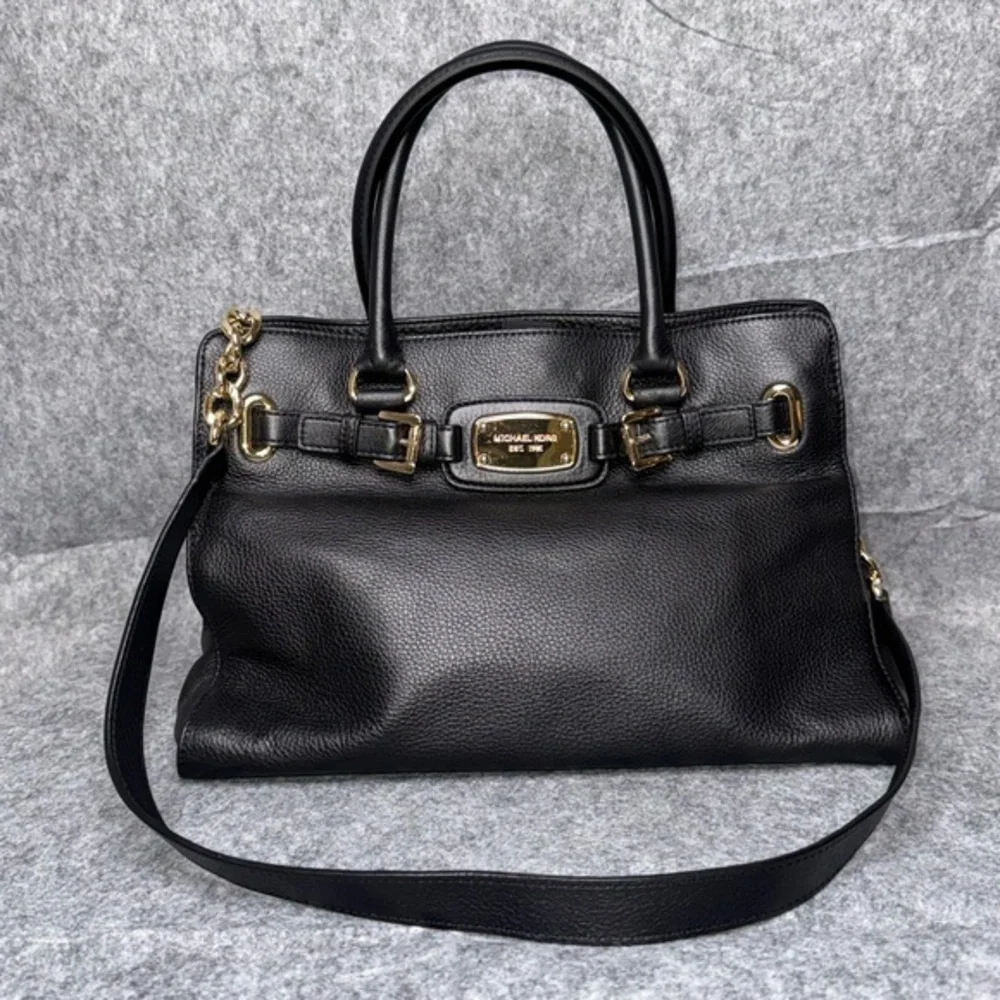 Michael Kors Black Hamilton Soft Pebble Leather Bag‎
